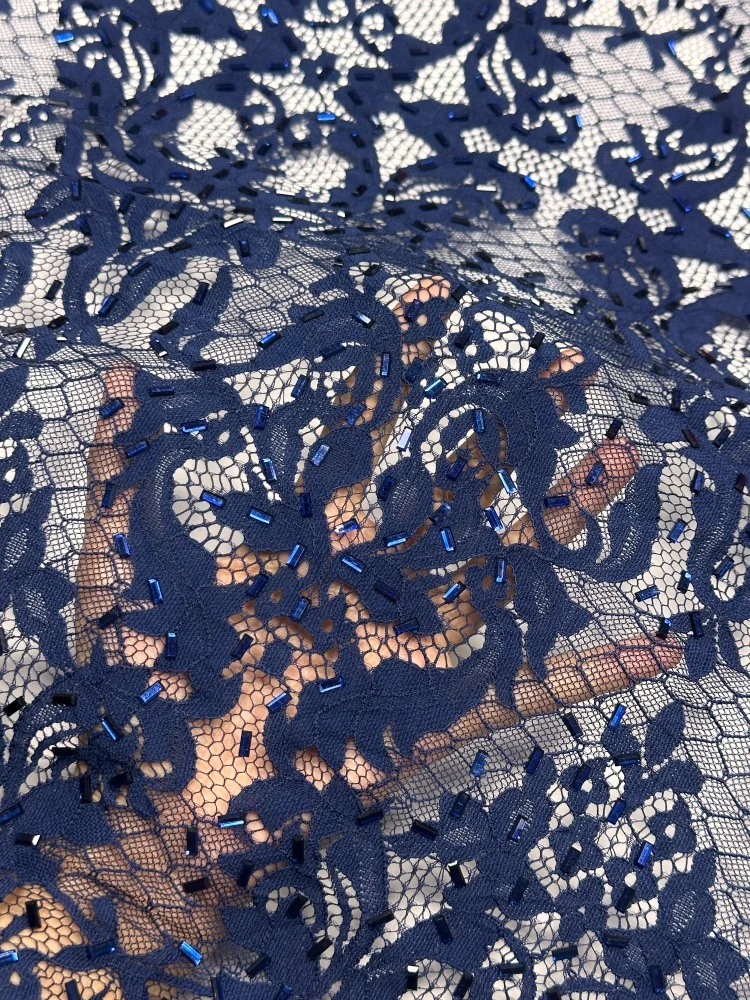 High-Quality Lace Fabric 3 Meters Luxury Tulle Lace Embroidery Stones Nigerian Guipure for Wedding Dress Party Sewing