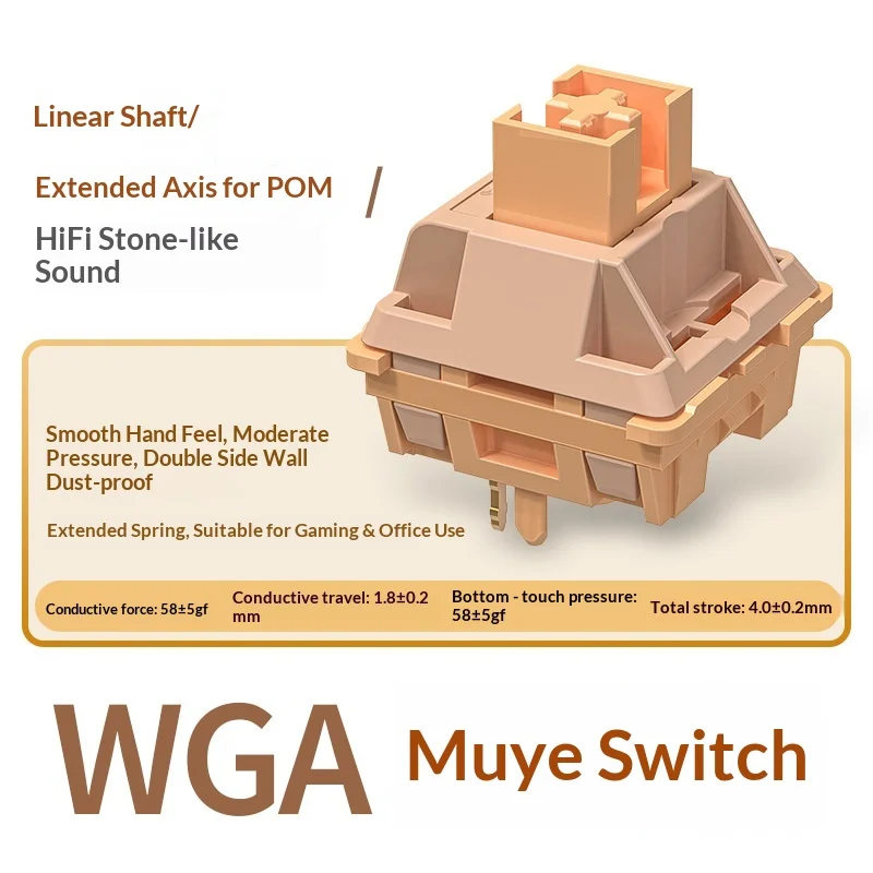 WGA Mechanical Keyboard Switches Haixia Muye Linear Switch POM Extended Stem Hifi Sound Nylon Bottom PC Top For Gaming Office