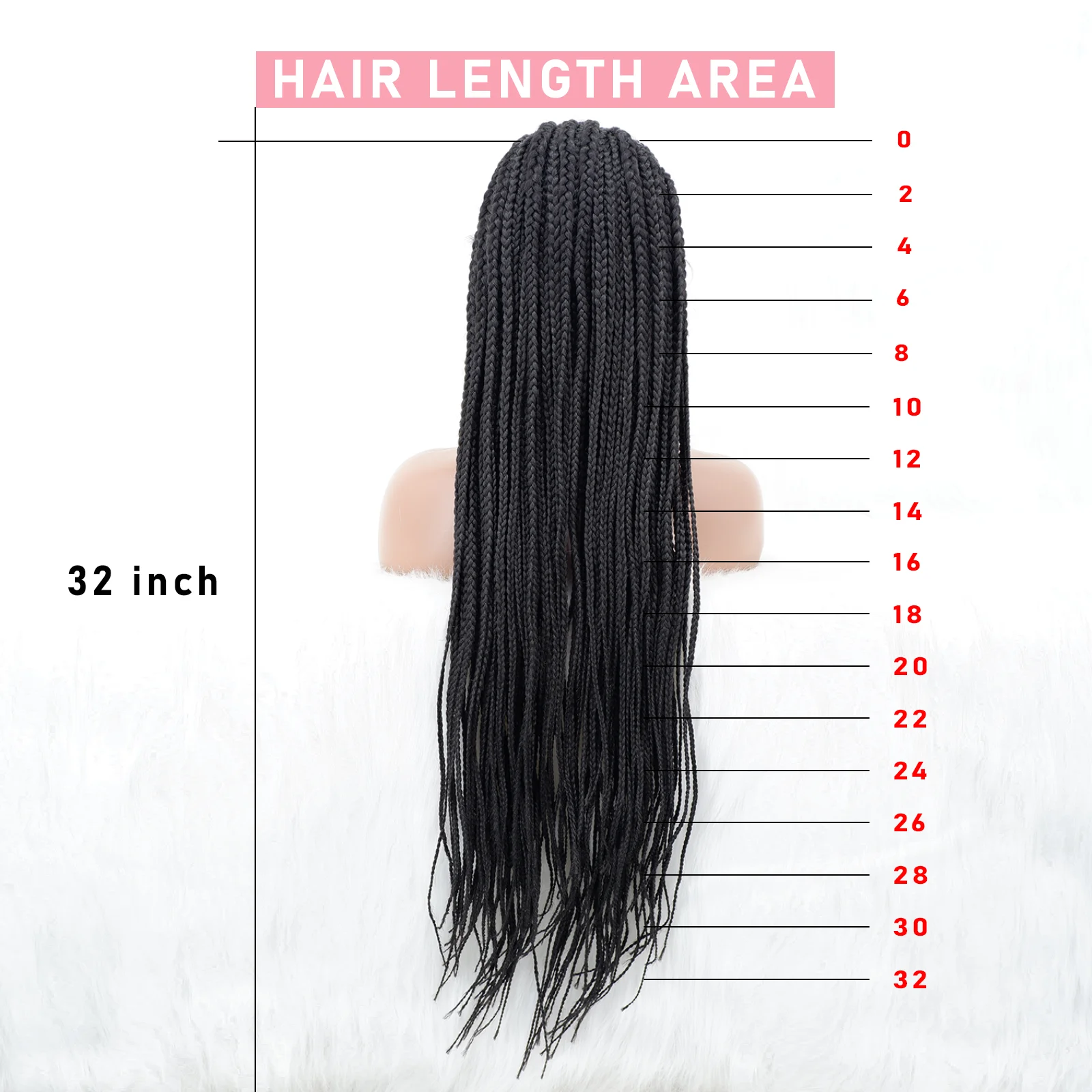 34inch Synthetic Handmade Cornrow Braided Wigs Lace Front Wig Knotless Box Braided Lace Wig with Baby Hair For Black Women