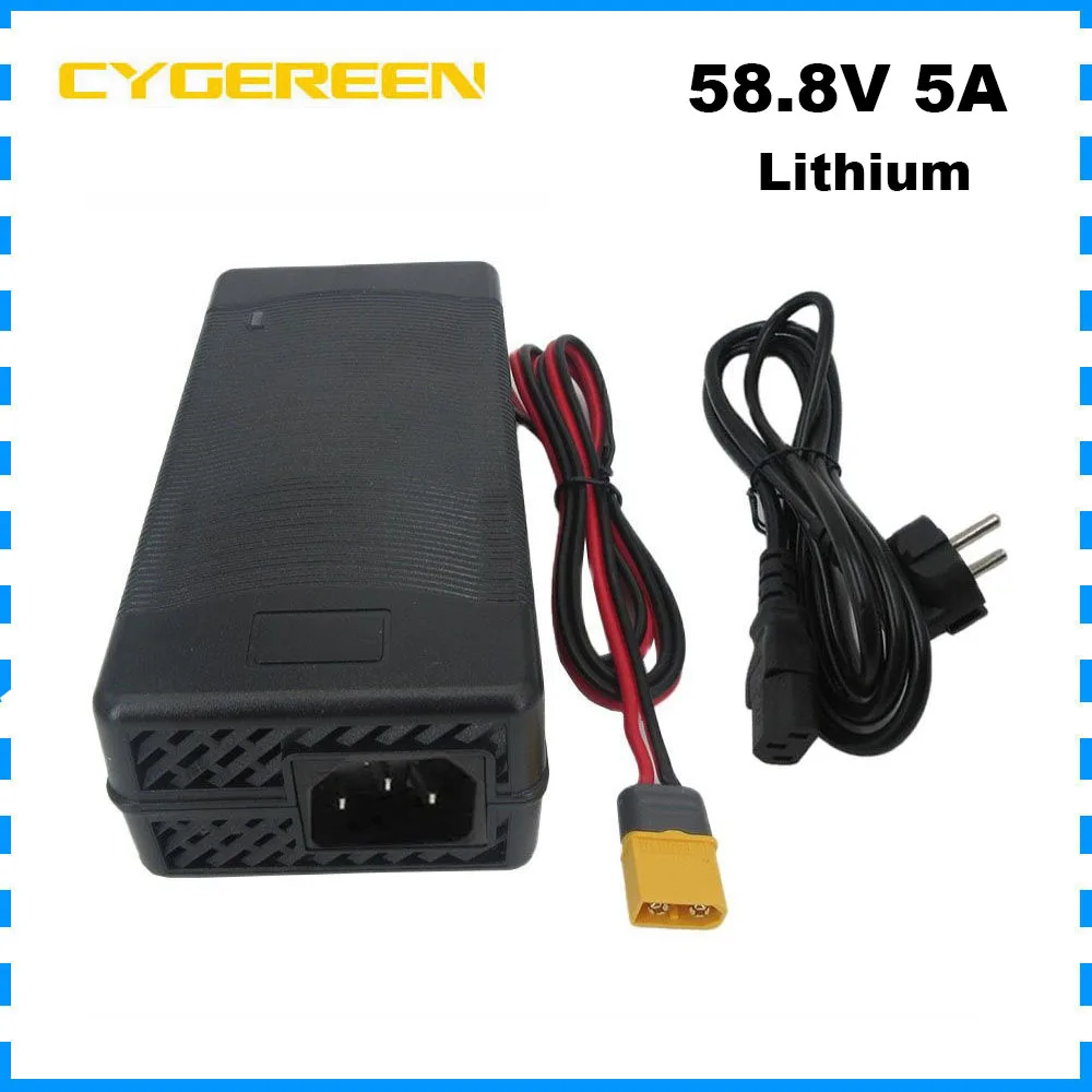 52V 5A Li ion Charger 58.8V 5A For 14S 52 Volt Lithium Battery Smart Charger with fan