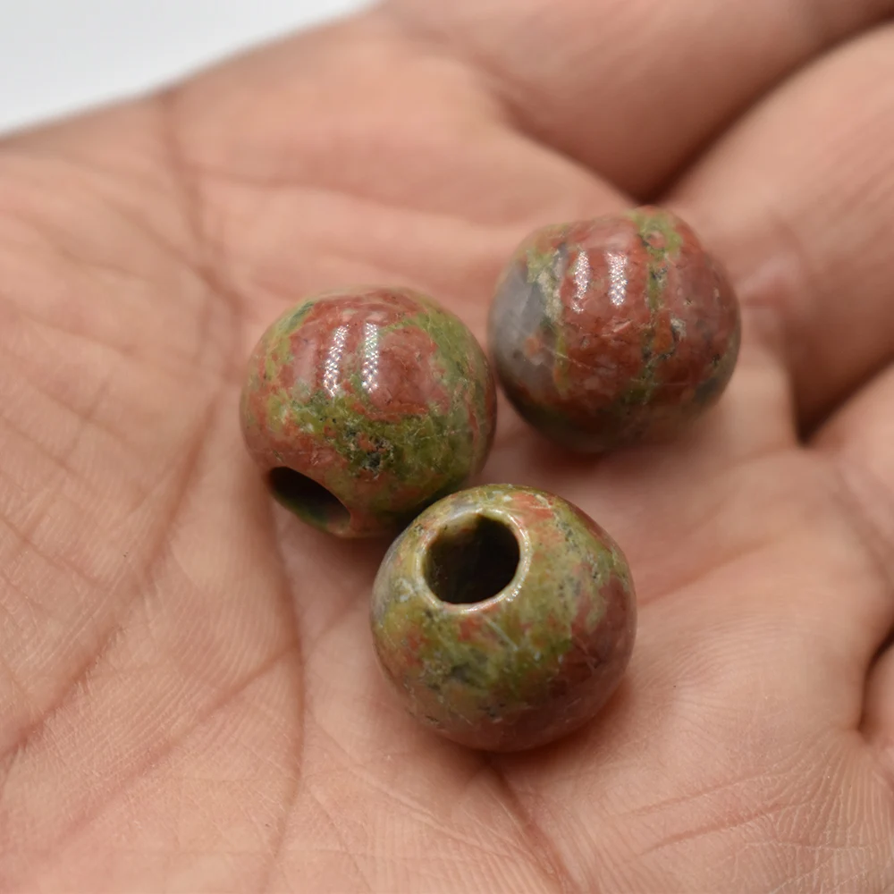 Großhandel 12 Stück/Set modische, hochwertige Natursteinperlen, runde Form, großes Loch, 16 mm, für Schmuckherstellung, kostenloser Versand – Detail 16
