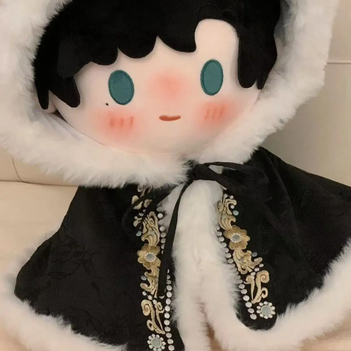 Vestido de boneca de algodão de 40cm, capa, terno de felicitações bordado de ano novo, conjunto de substituição de boneca festiva do Festival da Primavera, atributo de cosplay