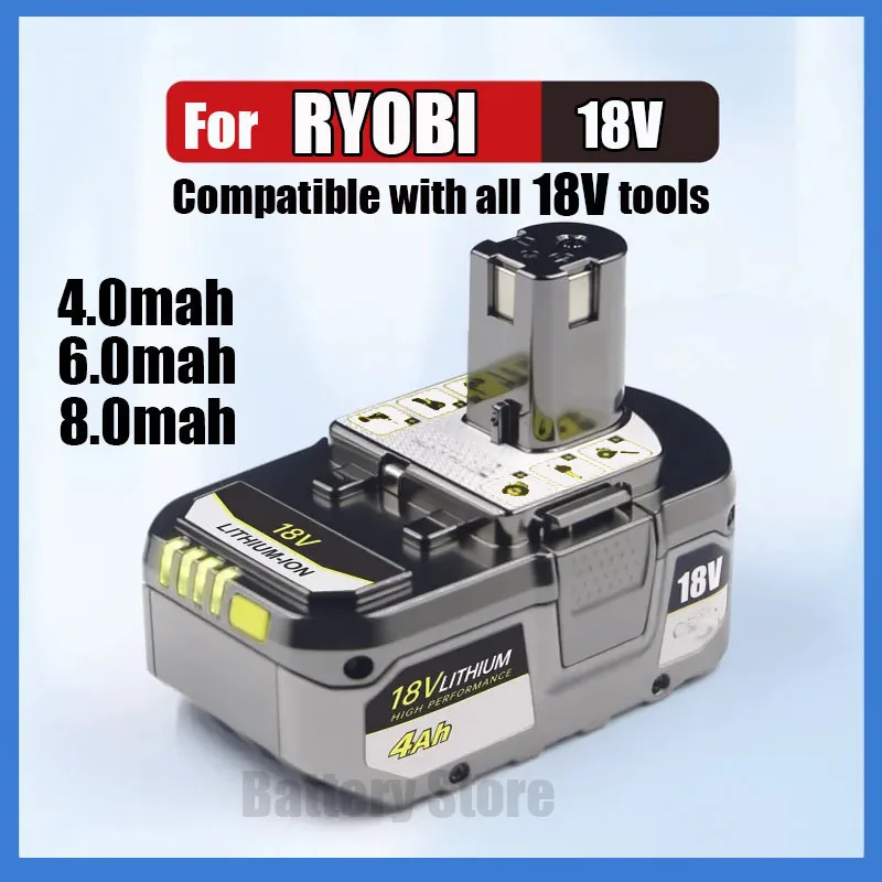 for RYOBI high-performance lithium battery 18V low self discharge, suitable for all tools P104, P107 P108 P109 RB18L20