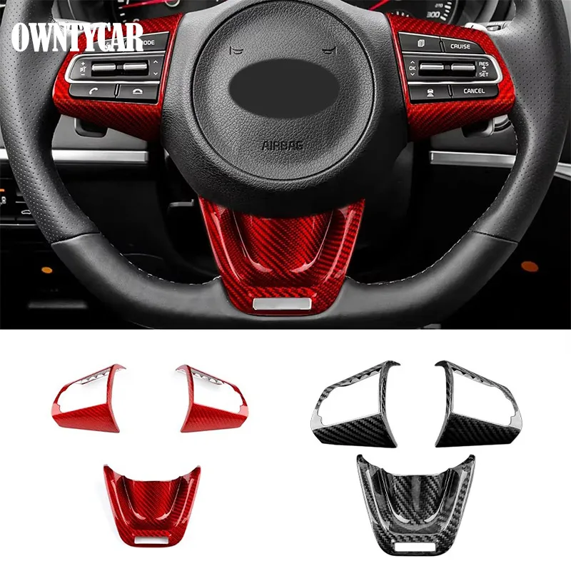 

Real Carbon Fiber Cover For Kia Stinger 2018 2019 2020 2021 2022 2023 2024 Car Steering Wheel Panel Interior Trim Accessories