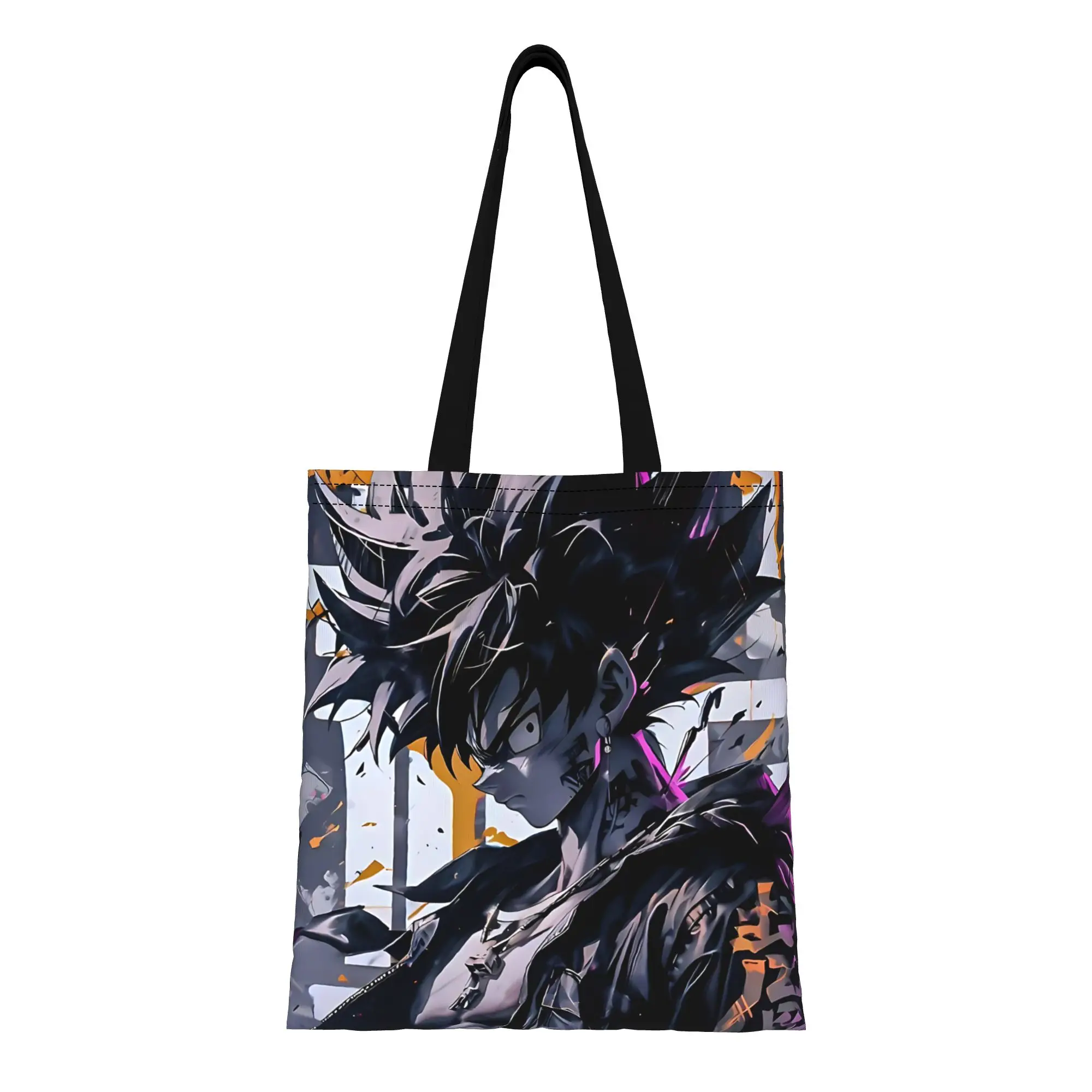 

ita bag Dragon Ball Black Goku Reusable Double Sided Canvas Tote Bag Shoulder funko Handbag