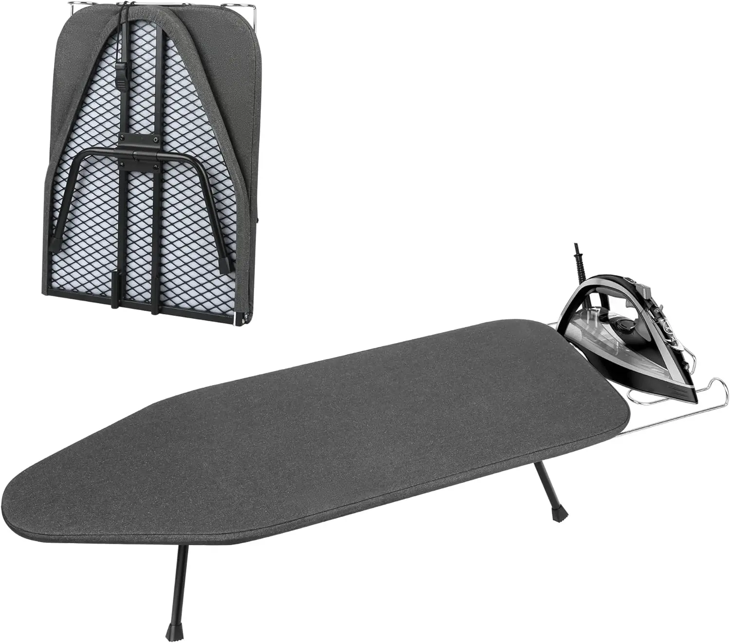 

Folding Tabletop Ironing Board with Iron Rest, 31.6 x 12.5 inches, Padded Cotton Cover, Metal Mesh