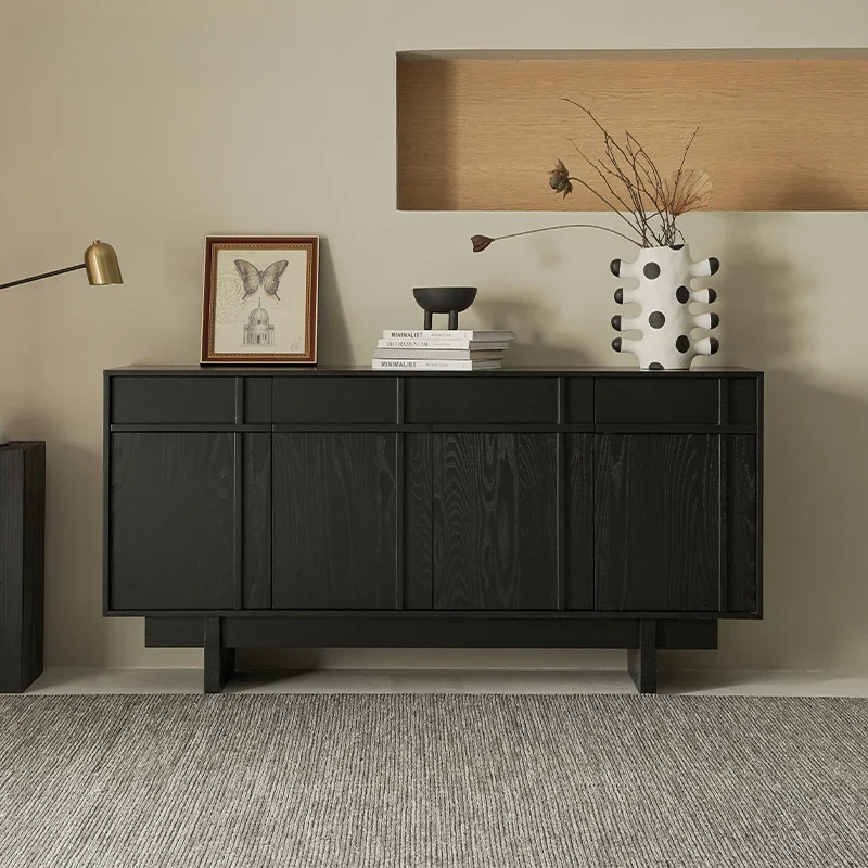 

HHWabi Sabi Retro Boxwood Dining Side Cabinet Italian Minimalist Black Living Room Tea Storage Cabinet