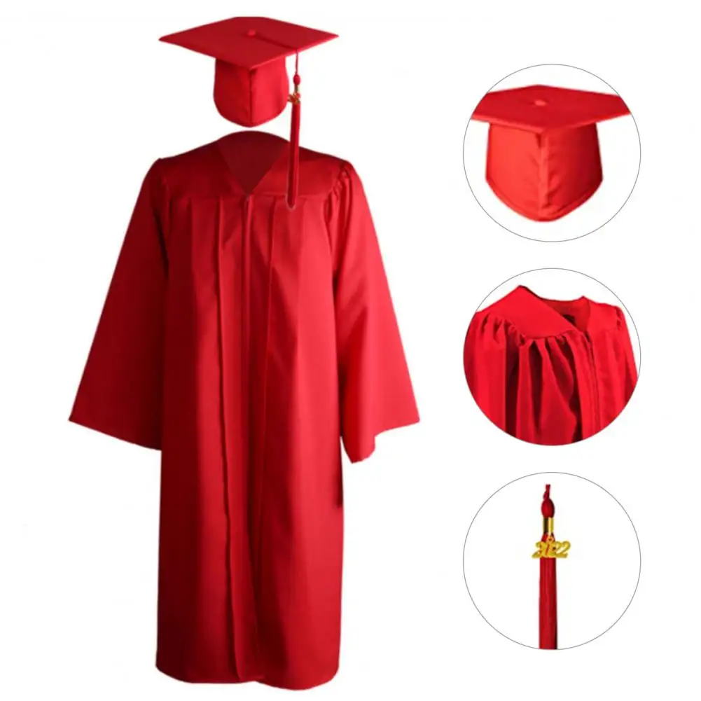 Academic Hat Set University Hidden Zipper Academic Robe Set Pure Colors Bachelor Mortarboard Set for Graduation Ceremony
