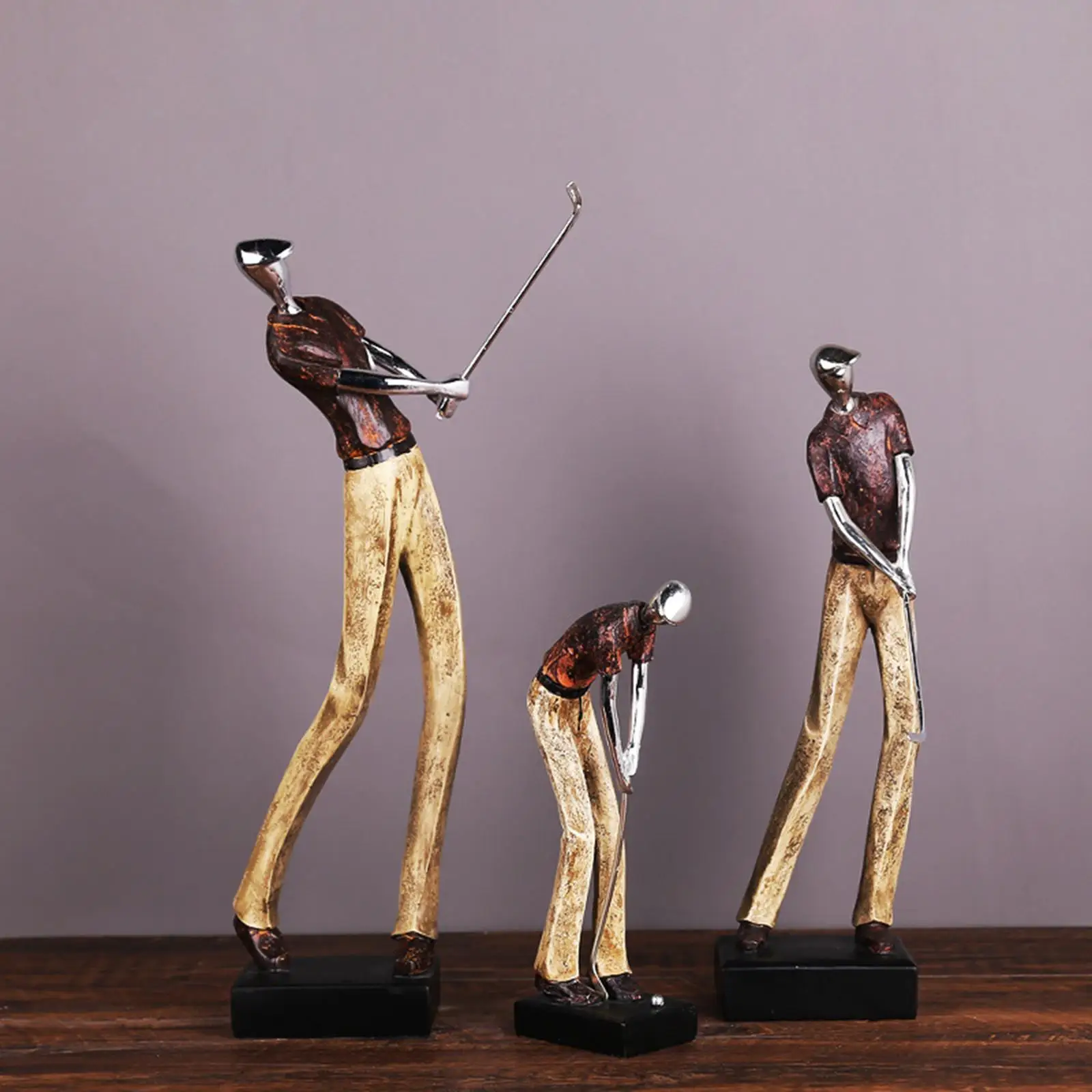 Resin Man Golfer Statue Sculpture for Home Tabletop Cabinet Decor