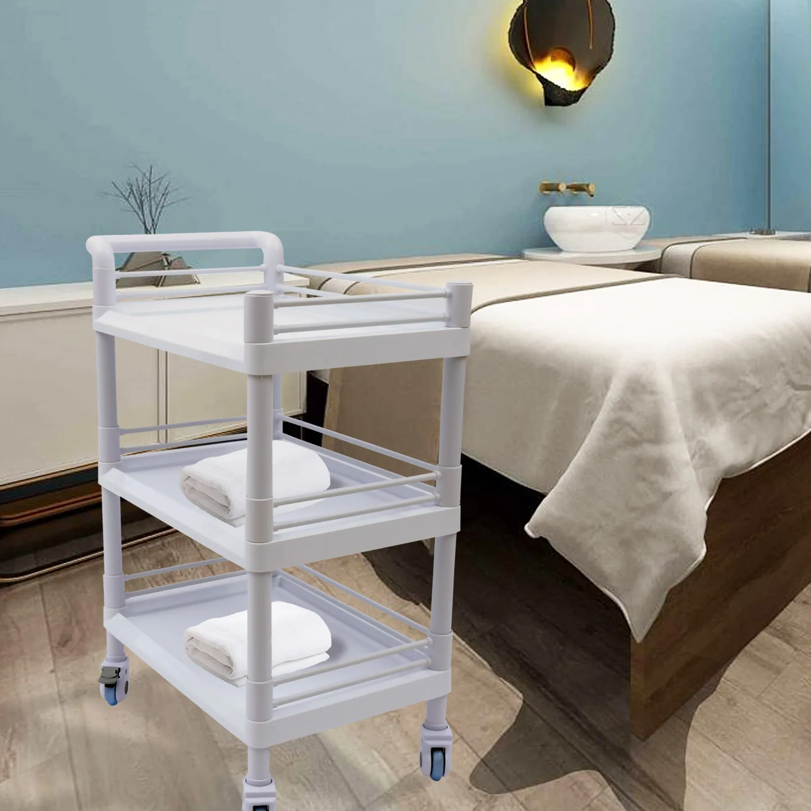 150kg/330lbs  Load Salon Trolley Esthetician Utility Cart Facial Rolling Storage Beauty Spa Station With 4* Universal Wheels