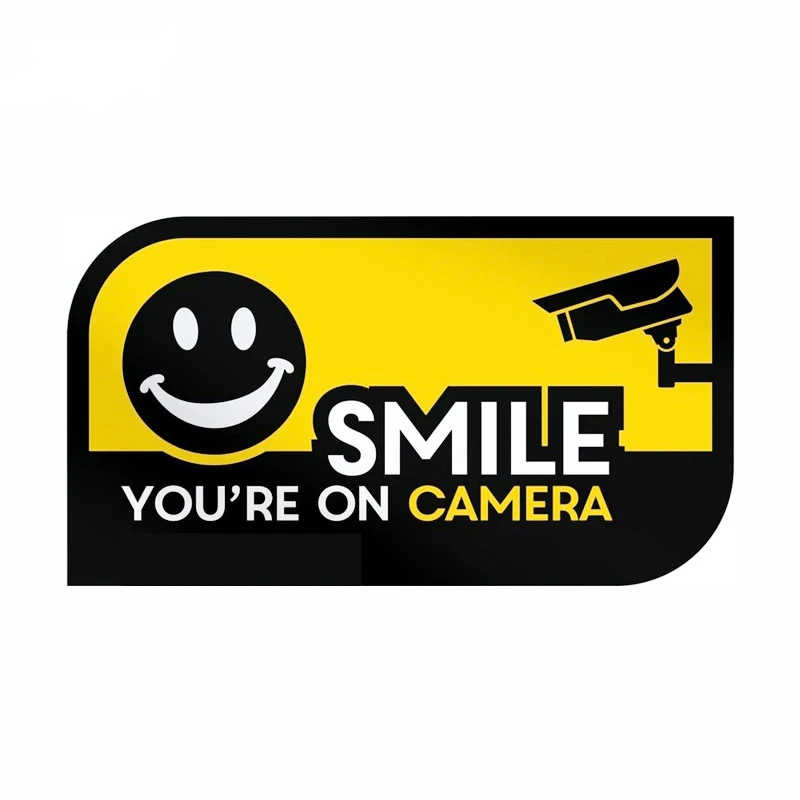 

Smile You' on Camera Security CCTV Warning Sticker Vinyl Water Proof Decals Car Styling Decoration Indoor Outdoor Window Decals