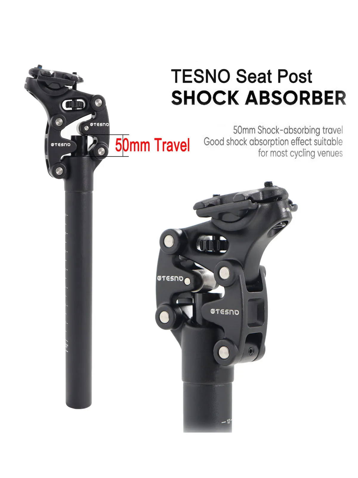 AliExpress TESNO MTB Bicycle Seatpost 27.2/30.9/31.6mm with Shock Absorber 350mm Suspension Four Link Bike Saddle Tube for Enhanced Riding