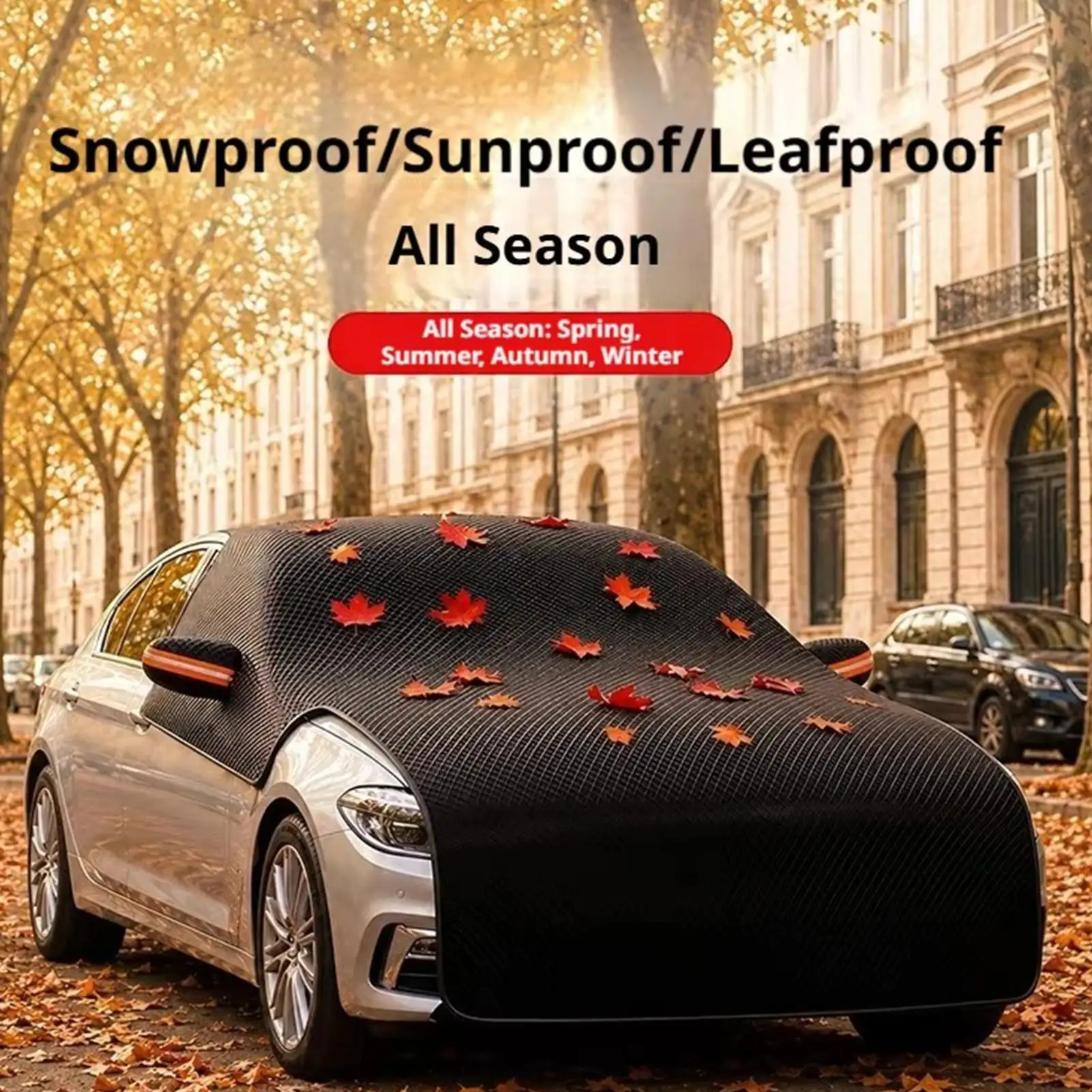 Snow Cover For Car Large Heavy Duty Sunproof Waterproof Elastic Strap Winter Car Cover Frost Protection For Window Hood Rearview