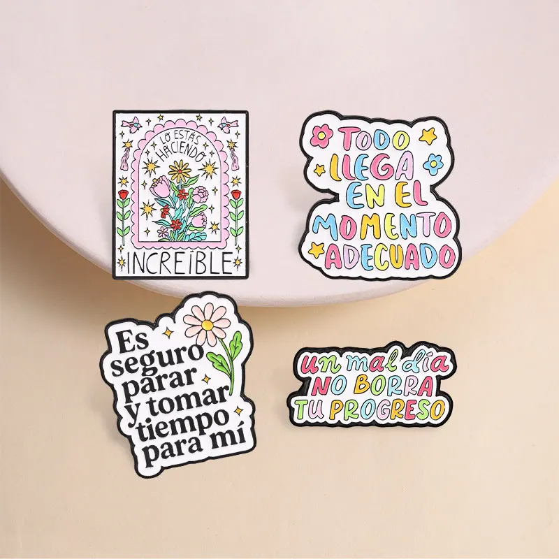 Funny Spanish Quote Enamel Badge You Are Doing Amazing Self‑care Pins Motivational Inspirational Slang Brooches Jewelry Gifts