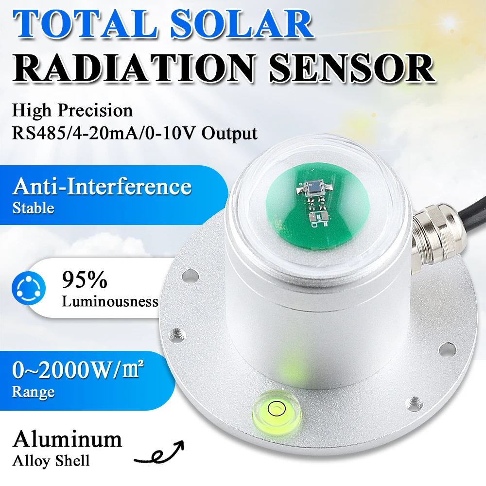 Photoelectric Total Solar Radiation Sensor Outdoor Light Transmitter Weather Station Agricultural Greenhouse Meteorological
