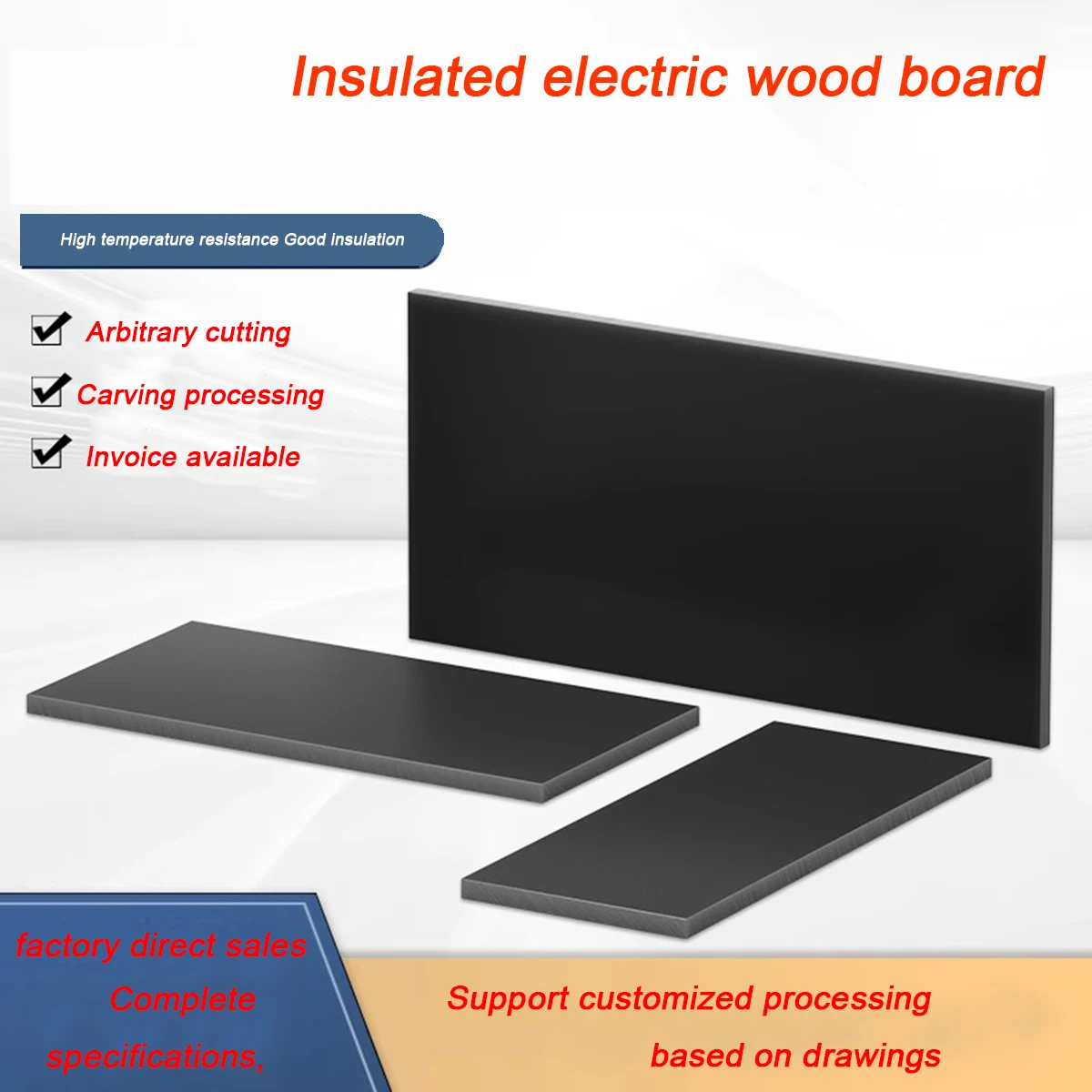 

Black Electrical Bakelite Board Insulated Plate Insulation Phenolic Resin Boards Temperature Resistant Thickness 1-20mm