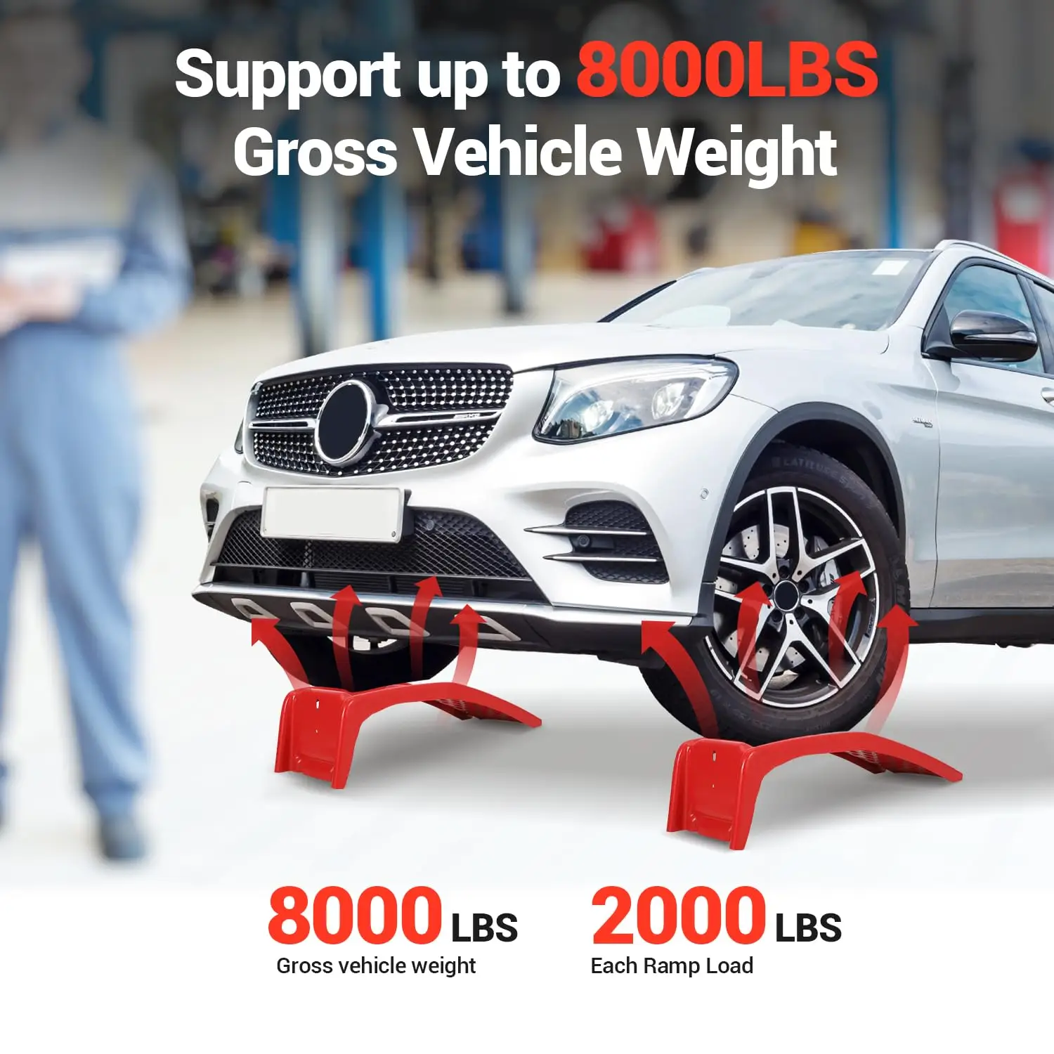 

8000 LBS Heavy Duty Steel Car Ramps 2 Pack 8 Inch Lift Height Auto Vehicle Lift Ramp For Garage Car Maintenance & Repair