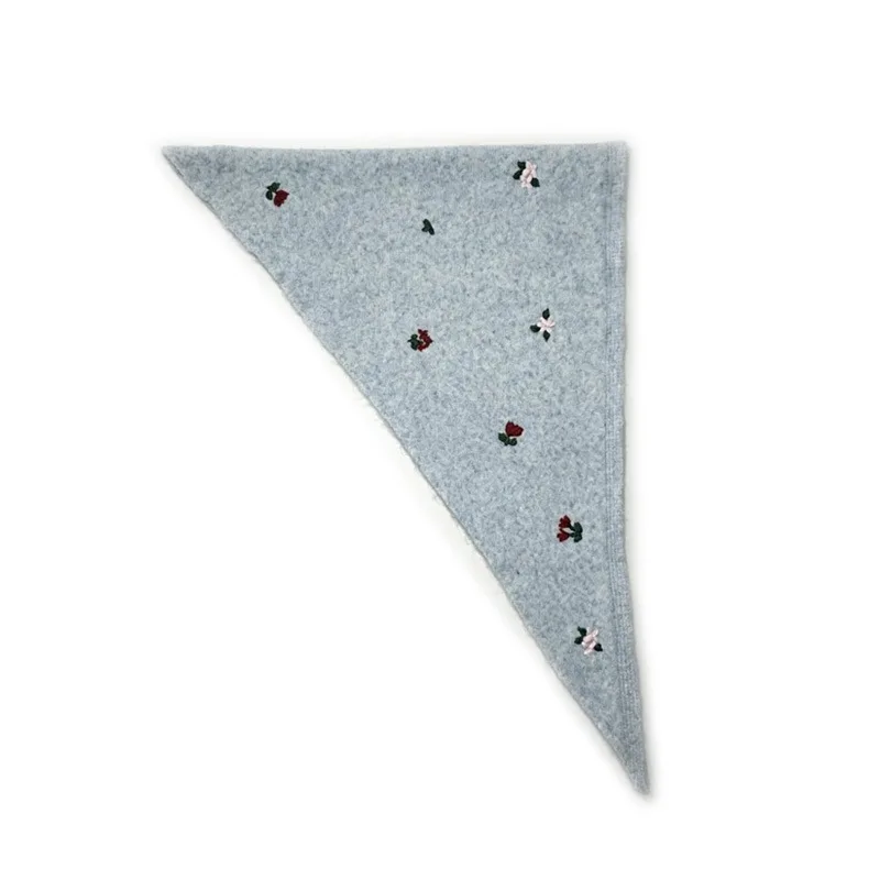 Original Niche handbestickter Wollmischschal mit Rosenblumenmuster für Damen, herbst- und wintergeeignet, gestrickter warmer Schal. – Detail 8