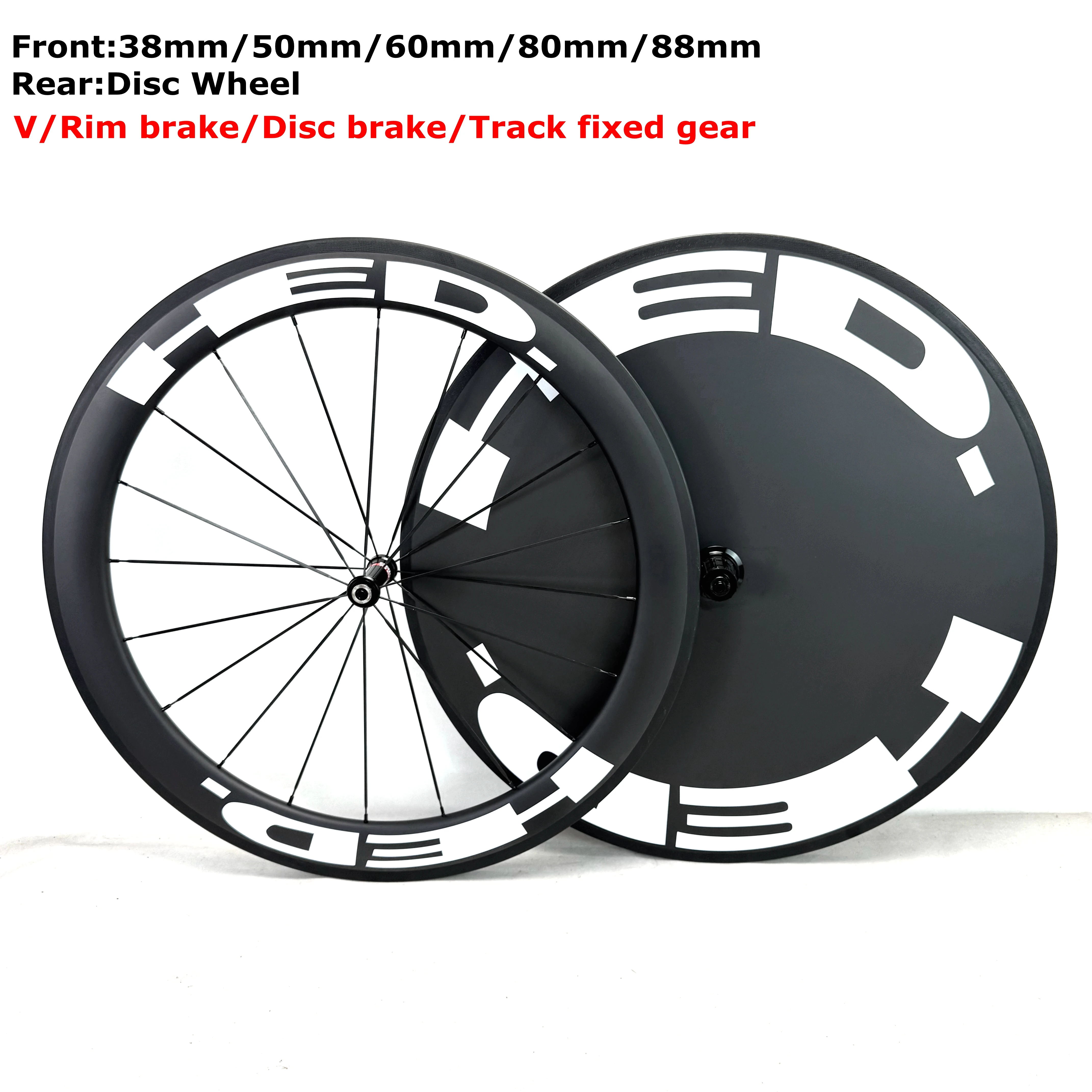 700C Ironman Triathlon TT Zeitfahr-Carbonlaufradsatz Aero-Modell Scheibenlaufräder Tubeless-Clincher