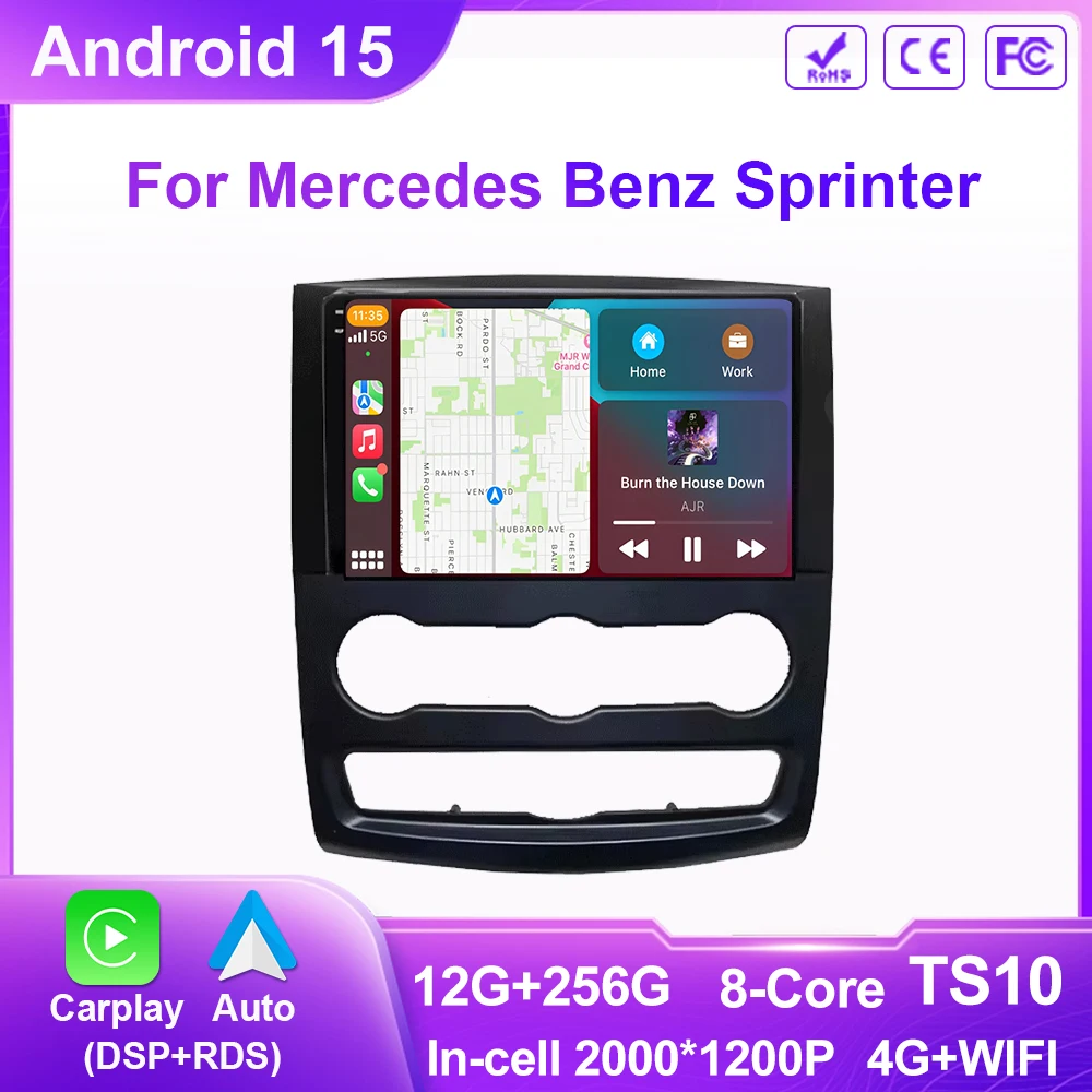 

Android 15 For VW Crafter For Mercedes Benz Sprinter Car Radio Multimedia Video Player GPS stereo CarPlay+auto WIFI+4G DSP QELD