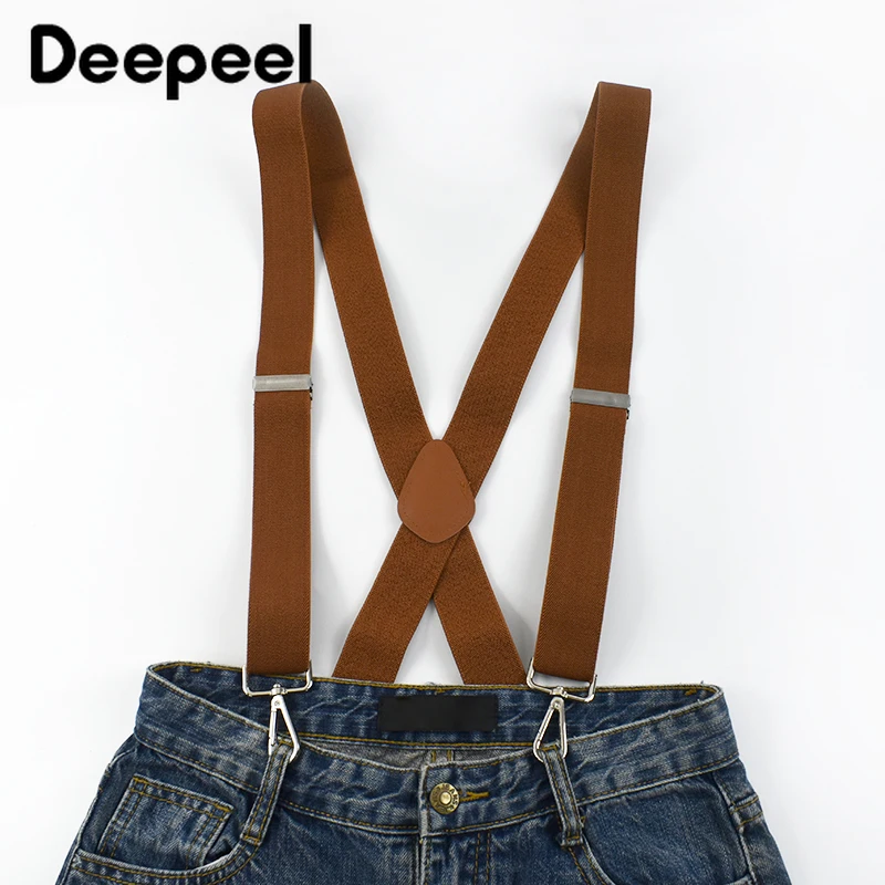 Deepeel 3.5*120cm Adults Men\'s Suspender 4 Clips Hook Elastic Strap Adjustable Braces Male Jockstrap Susperders Jeans Accessory