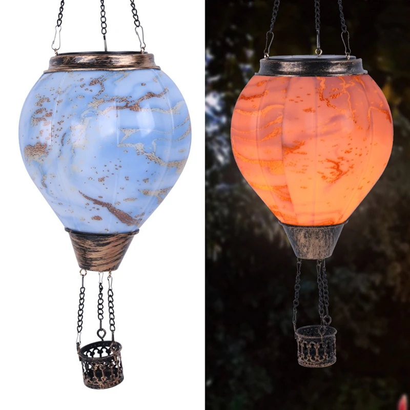 

New Hot Air Balloon Solar Lantern With Flickering Flame Light Outdoor Solar Hanging Lights Waterproof For Garden Yard