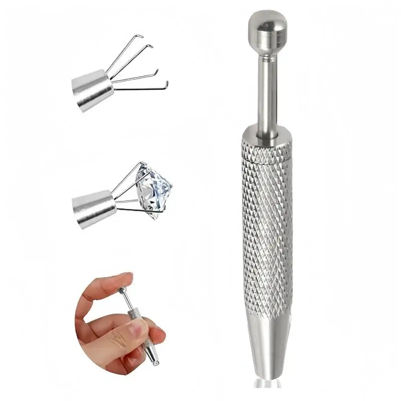 Piercing Ball Grabber 4 Jaw Claw Tweezers For Secure Grip On For IC Gems Small Screws Stainless Steel Non Slip Handle