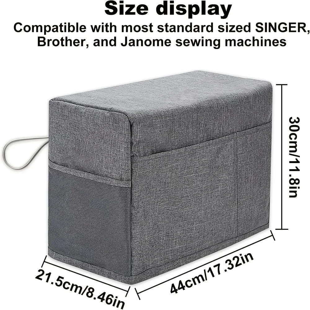 Black Sewing Machine Dust Cover with Protective Storage Bag And Mesh Pocket for Home Travel Daily Protection Sewing Machine Acce