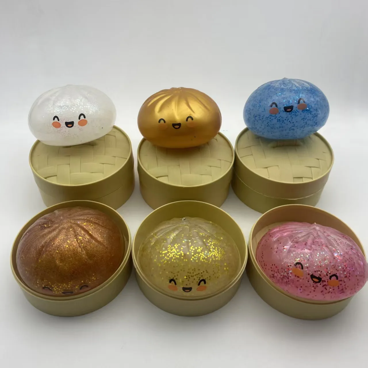 

Baozi stress relief toy containing shiny and soft rice grains, pressure resistant glitter, and adult desk accessories