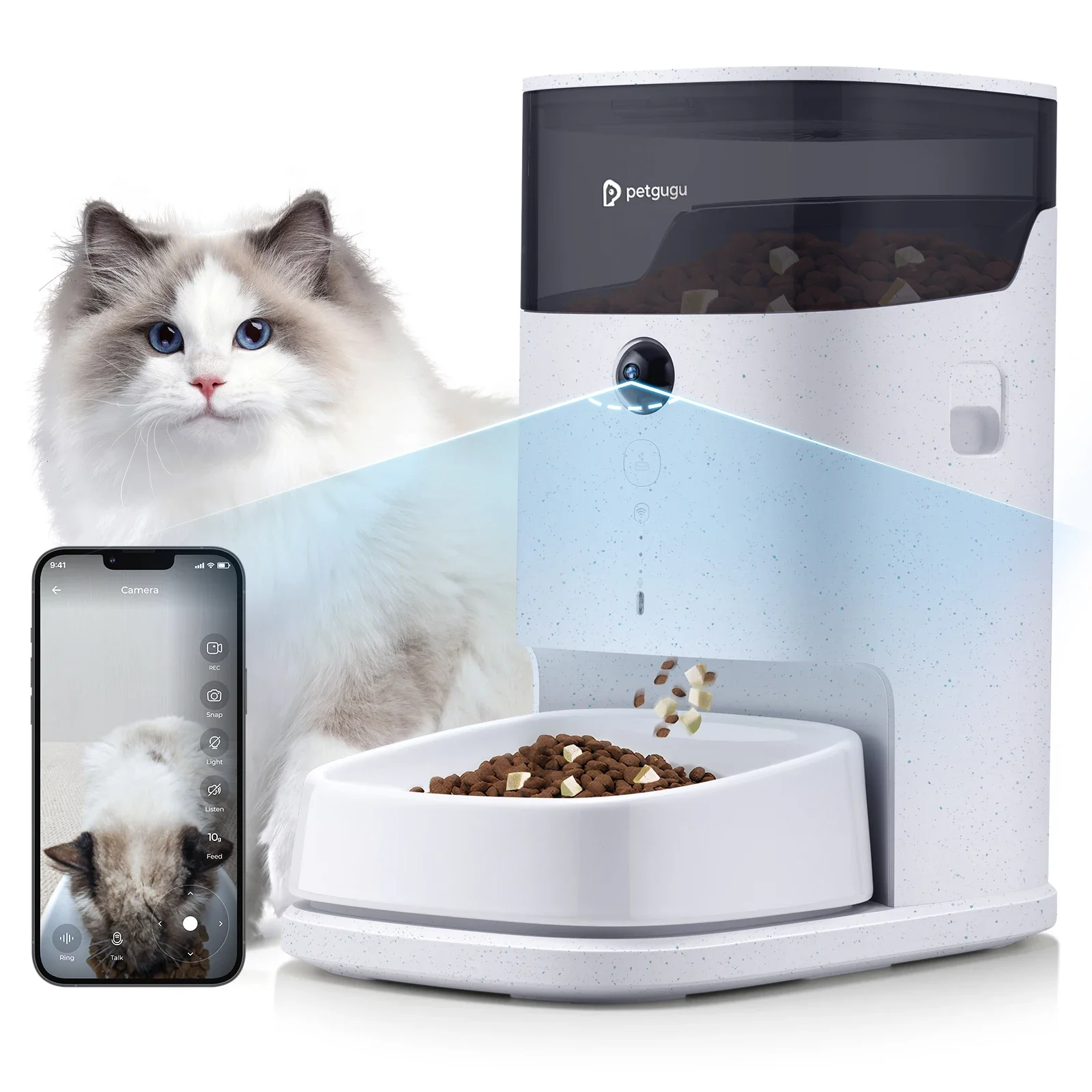 

Pet Intelligent Feeder Cat and Dog Automatic Feeding Machine APP Remote Voice Rotating Camera