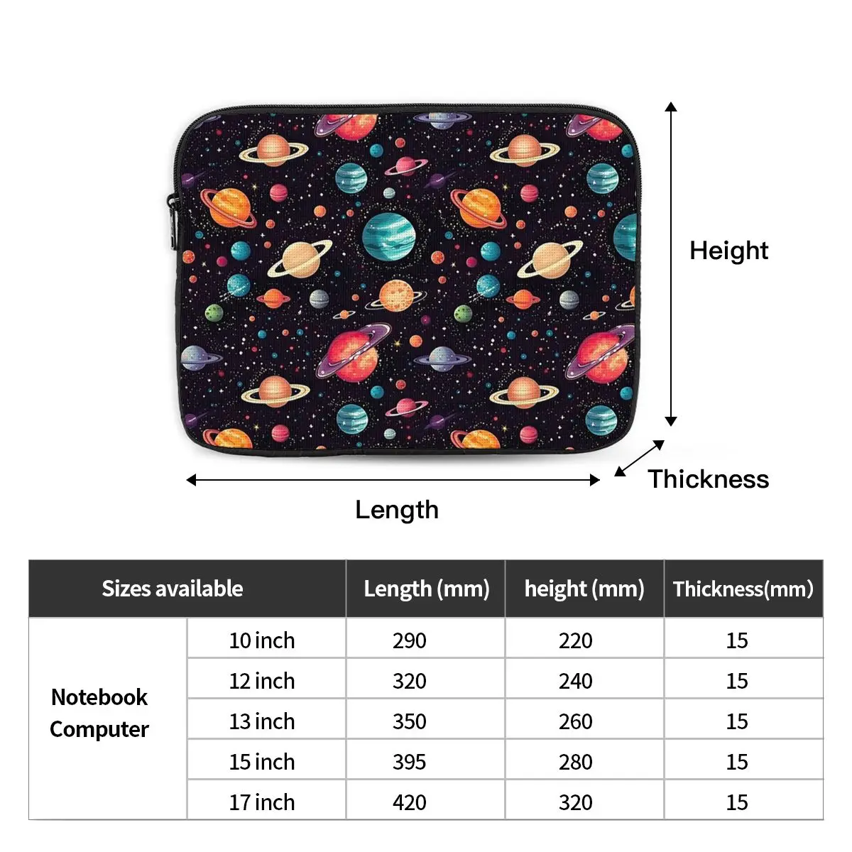 Solar System Space Planets Universe Notebook Laptop Bag Case Pouch 10 12 13 15 17 Inch Notebook Sleeve Cover Bag Tablet