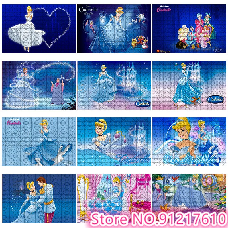 Cinderella Disney Princess Cartoon Characters 1000 Puzzles Children's Educational Brain-Burning Game Puzzle Holiday Gift