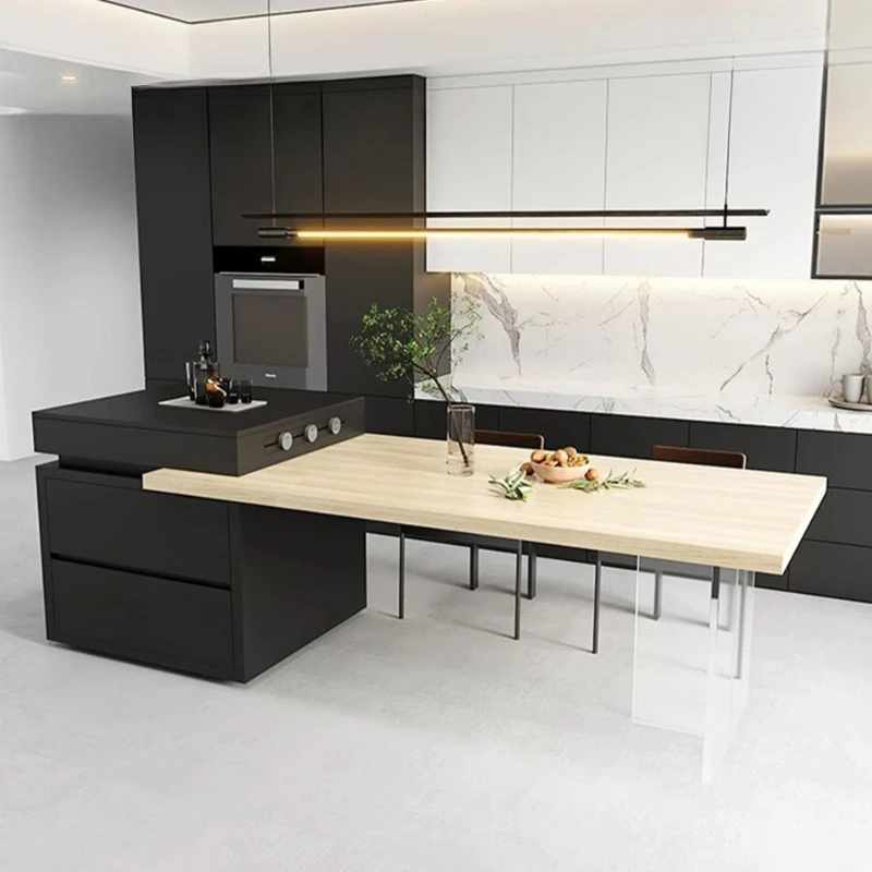 Light luxury island table and dining table are integrated, retractable suspension feeling