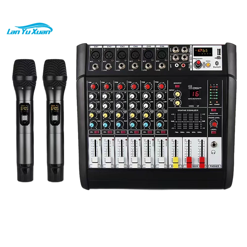 

PMX602S 6 Channel Power Mixer With 2 UHF Wireless Microphone
