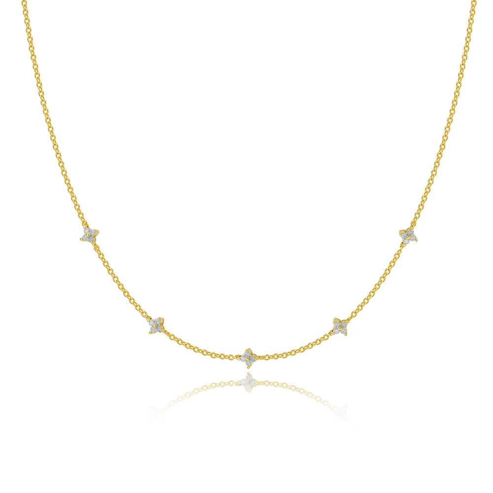 High Quality Tiny Blue Flower Necklace for Women Gold Color Cute Pendant Necklace Trendy Female Birthday Jewelry Bijoux Gift