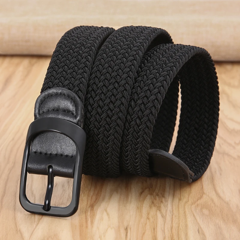 Non-hole Punch-free MEN\'S AND WOMEN\'S Woven Belt Elastic Stretch Canvas Belt Female Korean Style Versatile Student Pants Belt