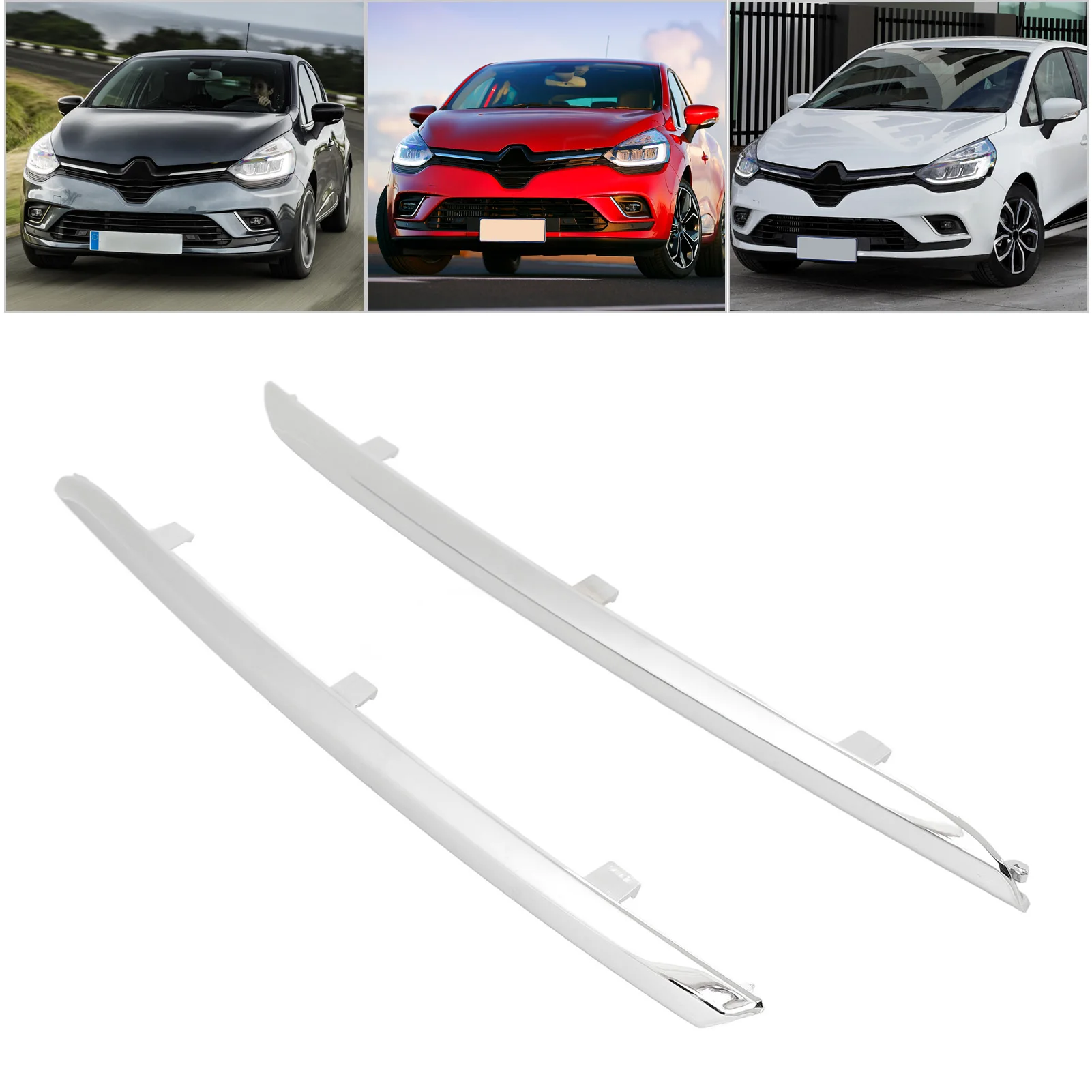 

1 Pair Front Bumper Grille Strip Trim 620759133R Chrome Grille Trim Insert for Clio IV Facelift 2016 to 2019 620759133R