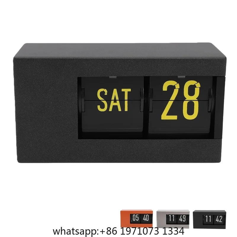 【New】Calendar Flip Clock LED Display Auto Page Turning 12 Hour AM PM Retro Perpetual Calendar Flip Clock