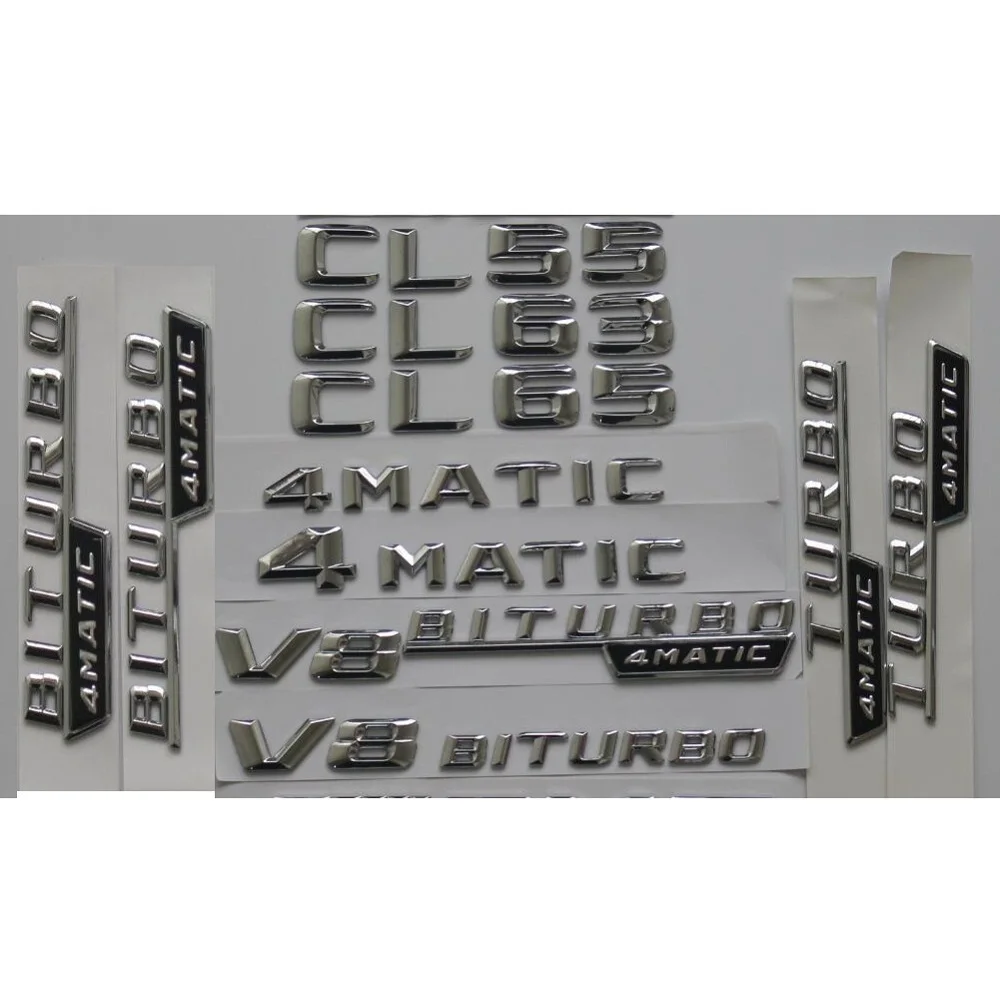 Chrome Shiny Silver Trunk 3D Letters Badges Emblems Sticker for Mercedes Benz CL Class CL55 CL63 AMG CL500 CL400 CL600 CL550