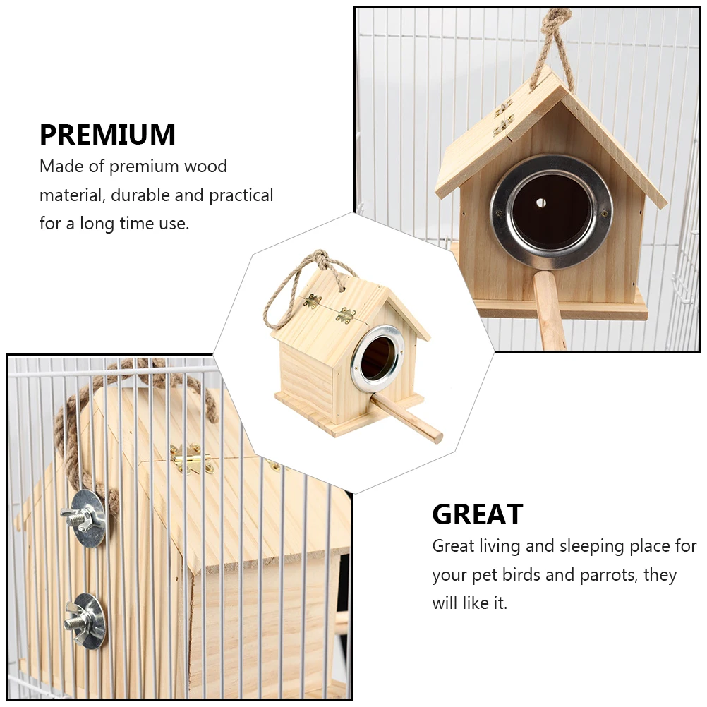 

Wooden Breeding Box Parrot Nest House Cage Accessory Incubation Case For Pet Birds Durable Natural Wood Material Hanging Bird
