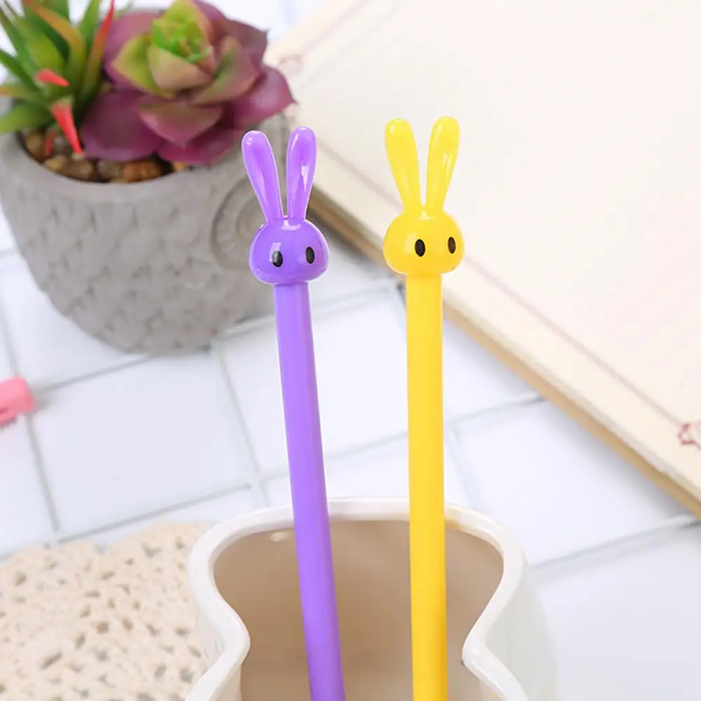 Long-eared Rabbit Design Pen Cute Rabbit Design Gel Pens Set Quick-drying Ink Ultralight Non-slip Grip 4 Pack for Comfortable