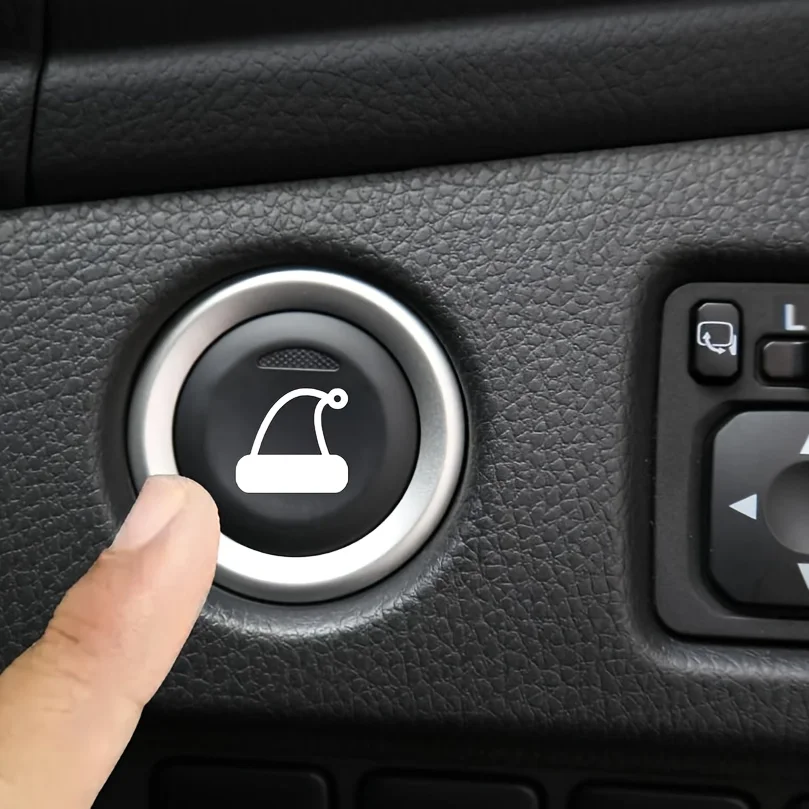 

9PCS Funny Santa Hat Car Button Sticker, White Waterproof Vinyl Decal for Vehicle Interior