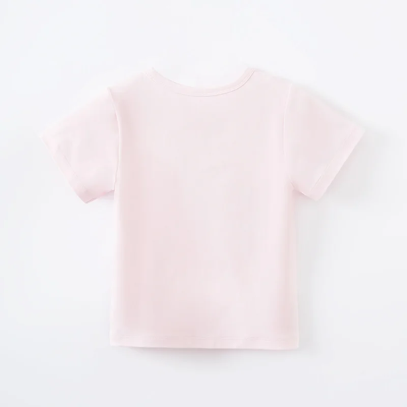 Short Sleeve Print Clothes 2024 New Style Pink T-shirt Boy Girl Baby Children Kids Summer Trendy Hipster Casual Cartoon Outdoor