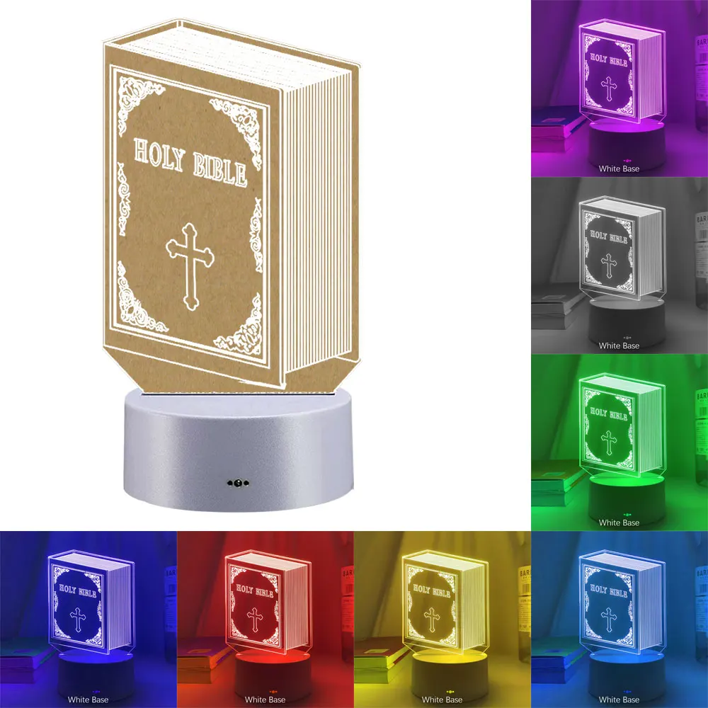 Imagem -03 - Jesus Cruz 3d Led Night Light para Sala de Páscoa Decoração Presentes Crucifixo Ilusão Óptica Religião Mesa Lâmpada Noite Cores