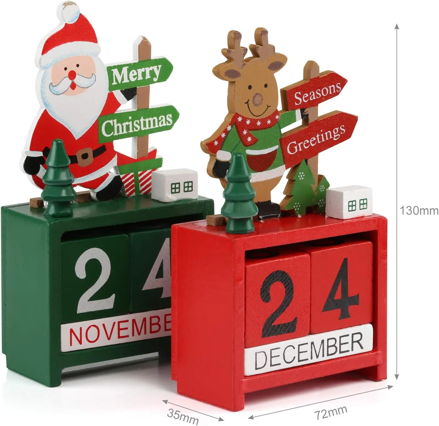 Wooden Christmas Countdown Calendar Santa Claus Snowman DIY for Tabletop Ornaments Festive Holiday Home Decor Xmas gifts for kid