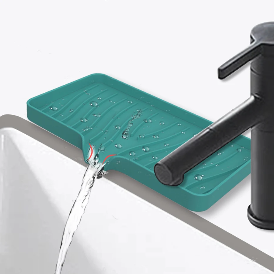 Kitchen Faucet Absorbent Mat Sink Splash Guard Silicone Drainage Drying Pad Countertop Protection Soap Dispense Storage Tray