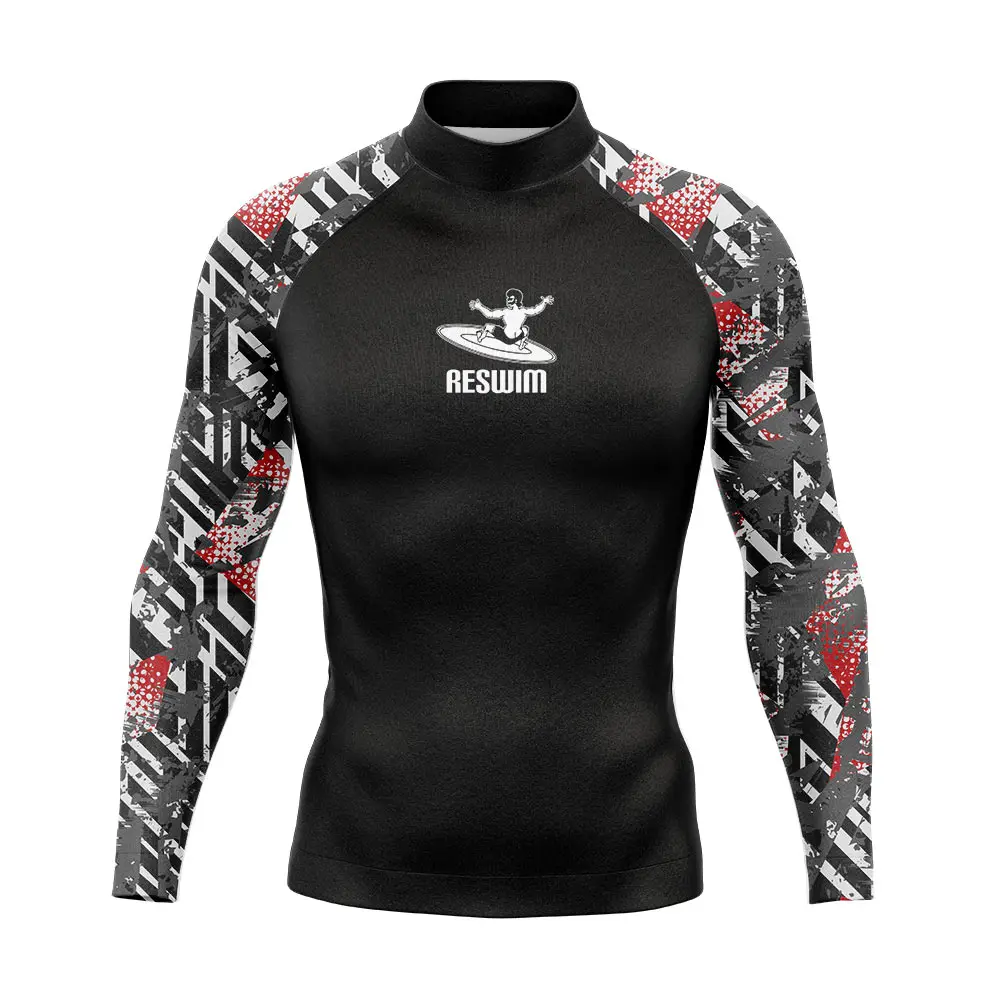 Men's Surf Rash Guard Swimwear Long Sleeve Surfing Suit UV Sun Protection Basic Skin Diving Swimming Tight Rashguard Gym Clothes