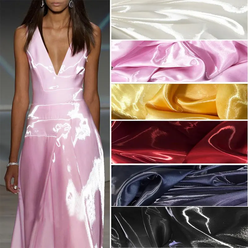 150cm Breite Luxus Glänzende Metallic Flüssigkeit Satin Stoff Galaxy Glänzenden Feinen Polyester Tuch für Mode Zeigen Kleid Komfort Material