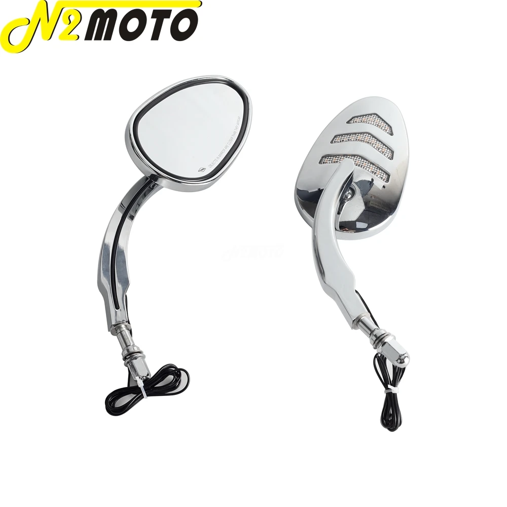 ل هارلي دينا الطريق الملك FLD FXDF FXD FXDWG اليسار اليمين دراجة نارية الرؤية الخلفية ث/LED بدوره أضواء الإشارة مؤشر المرايا الجانبية