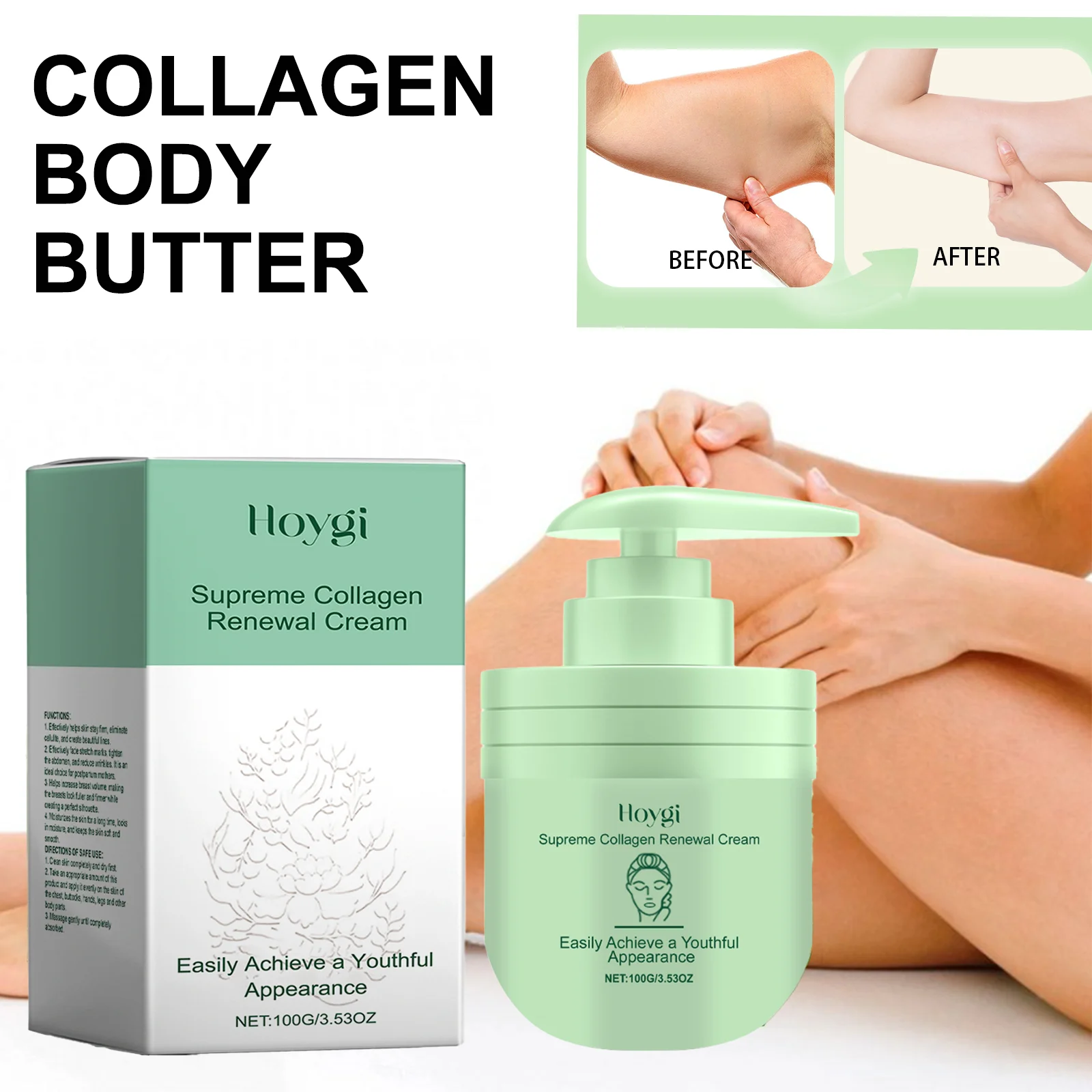 

Коллагеновый лосьон для тела Hoygi для сухой кожи, увлажняющий укрепляющий крем с ниацинамидом, ежедневный увлажняющий крем для гладкой кожи для женщин, 100 г